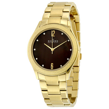 Đồng hồ nữ Skagen SKW2108 mặt nâu dây vàng chính hãng