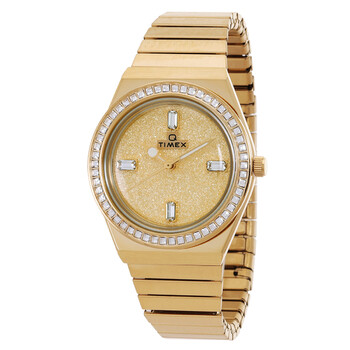 Đồng hồ nữ Timex Q Quartz Crystal mặt vàng TW2W10500 chính hãng