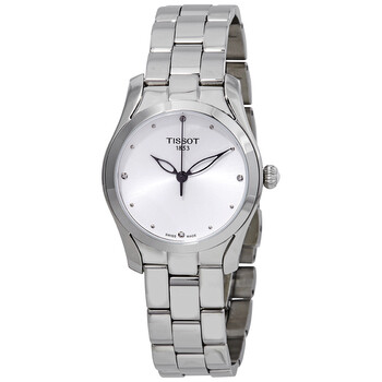 Đồng hồ nữ Tissot T-Wave kim cương mặt bạc T112.210.11.036.00 chính hãng