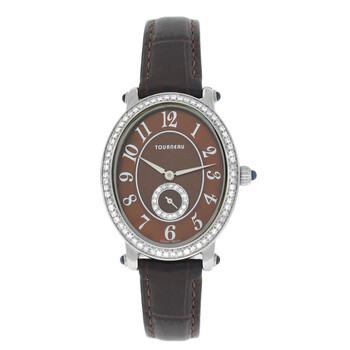 Đồng hồ nữ Tourneau Oval 34004-A-Brn Quartz kim cương mặt nâu chính hãng