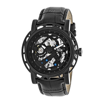 Đồng hồ Reign Stavros Black Skeleton nam RN3705 dây da đen chính hãng