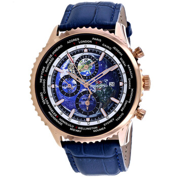 Đồng hồ Seapro Meridian World Timer GMT Chronograph SP7135 nam mặt xanh chính hãng