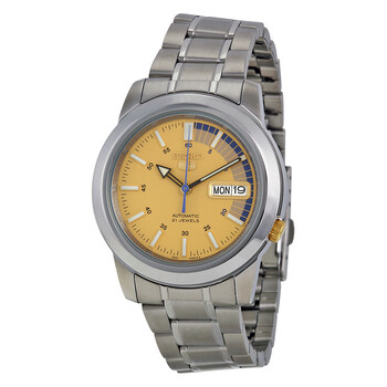 Đồng hồ Seiko 5 Automatic mặt vàng dây kim loại SNKK29 chính hãng