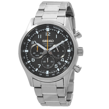 Đồng hồ Seiko SSB447P1 nam mặt đen dây da thể thao chính hãng