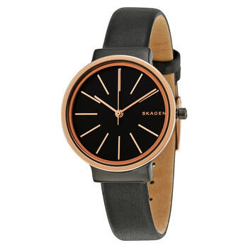 Đồng hồ Skagen Ancher mặt đen dây da đen SKW2480 chính hãng
