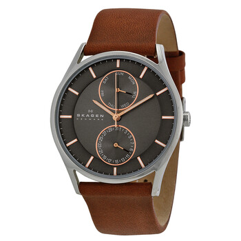 Đồng hồ Skagen Holst mặt charcoal dây da nâu SKW6086 chính hãng