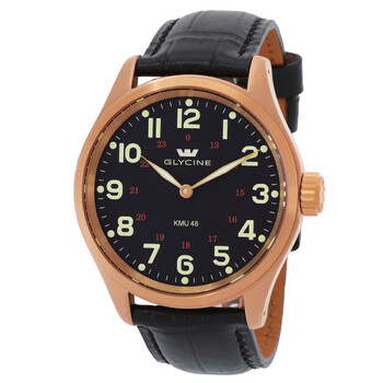 Đồng hồ Glycine KMU 48 Tay cót Mặt đen Nam 3906.29AT.LBK7D chính hãng