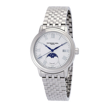 Đồng hồ nam Raymond Weil Maestro Automatic Moon Phase mặt trắng 2879-ST-00308 chính hãng