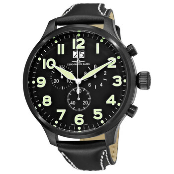 Đồng hồ Zeno Chronograph mặt đen dây da nam 6221-8040-BK-A1 chính hãng
