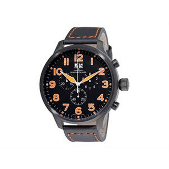 Đồng hồ nam Zeno SOS Chronograph mặt đen dây da đen 6221-8040-BKA15 chính hãng