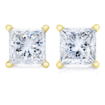 Trang sức Haus Of Brilliance AGS Certified Vàng 14K 1/2 cttw 4-Prong Set Princess-Cut Solitaire Kim cương Push Back Stud Bông tai (khuyên tai, hoa tai, J-K Color, SI2-I1 Clarity) chính hãng 6 ags certified 14k yellow gold 1 2 cttw 4 prong set princess cut solitaire diamond push back stud earrings j k color si2 i1 clarity 018381yags