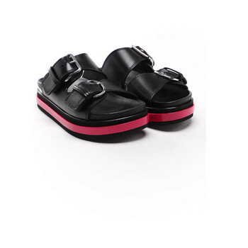 Giày Alexander Mcqueen nữ màu đen Trompe Loeil Slide Sandals chính hãng 6 alexander mcqueen ladies black trompe loeil slide sandals 611722 whxn3 1246