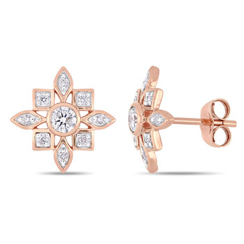 Trang sức Amour Vàng hồng 10K 1/3 CT TDW Kim cương Artisanal Stud Bông tai (khuyên tai, hoa tai) chính hãng 6 amour 10k rose gold 1 3 ct tdw diamond artisanal stud earrings jms007020