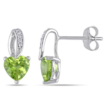 Trang sức Amour Vàng hồng 10K 1.68 CT TGW Peridot Bông tai (khuyên tai, hoa tai) với 0.03 CT TDW Kim cương chính hãng 6 amour 10k rose gold 1 68 ct tgw peridot earrings with 0 03 ct tdw diamonds jms007966