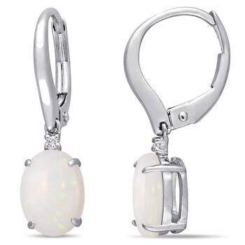 Trang sức Amour Vàng trắng 10K 0.02 CT Kim cương và 1 1/3 CT Opal Dangle Bông tai (khuyên tai, hoa tai) chính hãng 6 amour 10k white gold 0 02 ct tdw diamond and 1 1 3 ct tgw opal dangle earrings jms006444