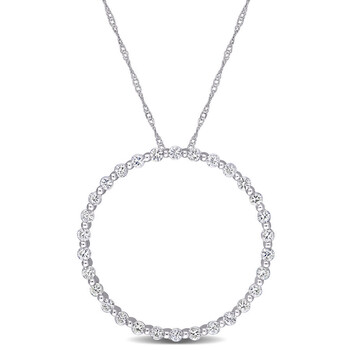 Trang sức Amour Vàng trắng 10K 1 1/2 CT TGW White Sapphire Circle of Life Pendant với Chain chính hãng 6 amour 10k white gold 1 1 2 ct tgw white sapphire circle of life pendant with chain jms008246