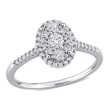 Trang sức Amour Vàng trắng 10K 1/2 CT TDW Kim cương Halo Nhẫn chính hãng 6 amour 10k white gold 1 2 ct tdw diamond halo ring jms006507