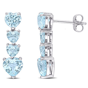 Trang sức Amour Vàng trắng 10K 4 1/5 CT TGW Hình trái tim Sky Blue Topaz Bông tai (khuyên tai, hoa tai) chính hãng 6 amour 10k white gold 4 1 5 ct tgw heart shape sky blue topaz earrings jms007195