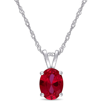 Trang sức Amour Vàng trắng 10K Oval Created Ruby Solitaire Pendant với Chain chính hãng 6 amour 10k white gold created ruby solitaire pendant with chain jms008065