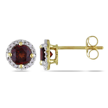 Trang sức Amour Vàng 10K 1 1/5 CT TGW Garnet Halo Bông tai (khuyên tai, hoa tai) với 0.07 CT TDW Kim cương chính hãng 6 amour 10k yellow gold 1 1 5 ct tgw garnet halo earrings with 0 07 ct tdw diamonds jms007937