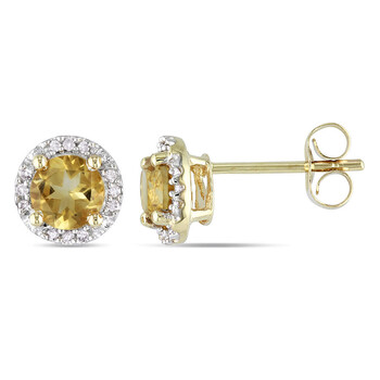 Trang sức Amour Vàng 10K 7/8 CT TGW Citrine Halo Bông tai (khuyên tai, hoa tai) với 0.07 CT TDW Kim cương chính hãng 6 amour 10k yellow gold 7 8 ct tgw citrine halo earrings with 0 07 ct tdw diamonds jms003987