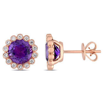 Trang sức Amour Vàng hồng 14K 2 1/2 CT TGW African Amethyst và 1/4 CT TDW Kim cương Scalloped Stud Bông tai (khuyên tai, hoa tai) chính hãng 6 amour 14k rose gold 2 1 2 ct tgw african amethyst and 1 4 ct tdw diamond scalloped stud earrings jms008013