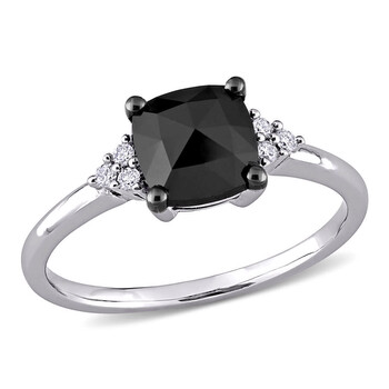 Trang sức Amour Vàng trắng 14K 1 1/3 CT TW Cushion và Round-Cut Đen và Kim cương trắng Nhẫn đính hôn chính hãng 6 amour 14k white gold 1 1 3 ct tw cushion and round cut black and white diamond engagement ring jms007664
