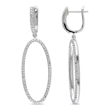 Trang sức Amour Vàng trắng 14K 1/10 CT TDW Kim cương Drop Bông tai (khuyên tai, hoa tai) chính hãng 6 amour 14k white gold 1 10 ct tdw diamond drop earrings jms007320
