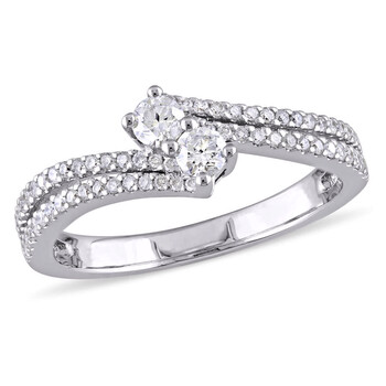 Trang sức Amour Vàng trắng 14K 1/2 CT TW Kim cương Double Row Bypass Nhẫn chính hãng 6 amour 14k white gold 1 2 ct tw diamond double row bypass ring jms007576