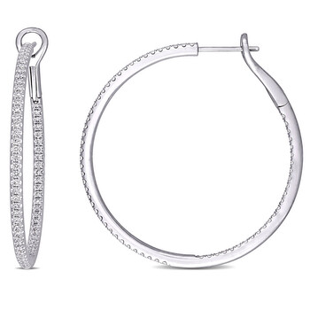 Trang sức Amour Vàng trắng 14K 1 CT TDW Kim cương Hoop Bông tai (khuyên tai, hoa tai) chính hãng 6 amour 14k white gold 1 ct tdw diamond hoop earrings jms007340