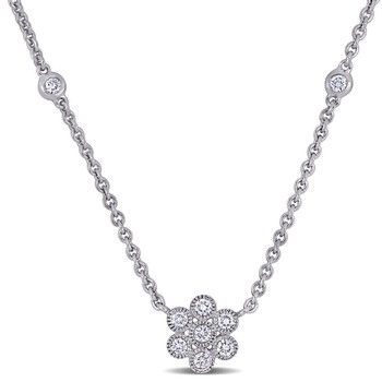 Trang sức Amour Vàng trắng 14K 2/5 CT TW Kim cương Beaded Floral Dây chuyền (vòng cổ) chính hãng 6 amour 14k white gold 2 5 ct tw diamond beaded floral necklace jms007402