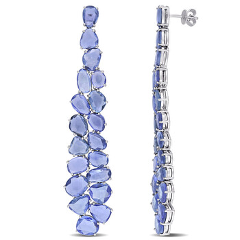 Trang sức Amour Vàng trắng 14K 33 CT TGW Blue Sapphire Cluster Drop Bông tai (khuyên tai, hoa tai) chính hãng 6 amour 14k white gold 33 ct tgw blue sapphire cluster drop earrings jms008049