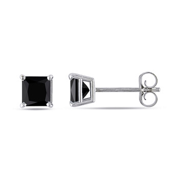 Trang sức Amour 3/4 CT Đen Princess Kim cương TW Stud Bông tai (khuyên tai, hoa tai) Vàng 14K White Vàng 14K White chính hãng 6 amour 7500064268