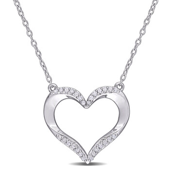 Trang sức Amour 925-Bạc 9251/7 CT TDW Kim cương Open Heart Pendant với Chain chính hãng 6 amour 925 sterlingsterling silver1 7 ct tdw diamond open heart pendant with chain jms007460