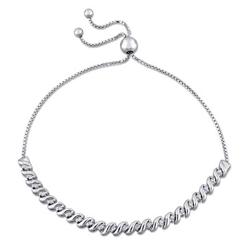 Trang sức Amour 1/4 CT TW Kim cương Bolo Vòng đeo tay Bạc 925 JMS004146 chính hãng 6 amour bracelet jms004146