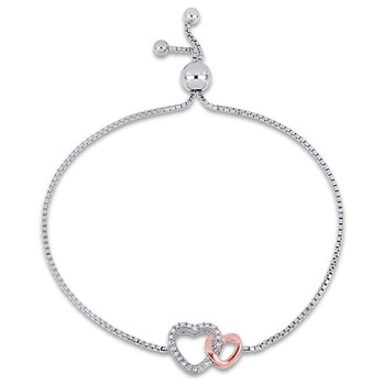 Trang sức Amour 1/10 CT TW Kim cương Adjustable Vòng đeo tay 2-tone Rose và White Bạc 925 JMS004860 chính hãng 6 amour bracelet jms004860