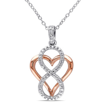 Trang sức Amour Two-Tone Silver 0.06 CT TDW Kim cương Pendant w/Chain chính hãng 6 amour jms005706