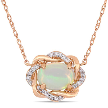 Trang sức Amour Vàng hồng 10K 3/4 CT TGW Ethiopian Blue Opal và 1/10 TDW Kim cương Dây chuyền (vòng cổ) chính hãng 6 amour jms006064