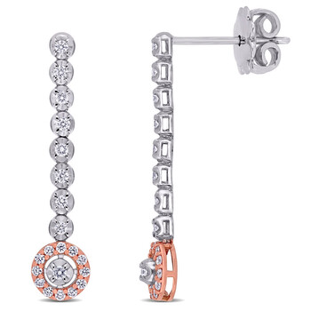 Trang sức Amour 14K Two-tone Gold 1/3 CT TDW Kim cương Drop Bông tai (khuyên tai, hoa tai) chính hãng 6 amour jms006222