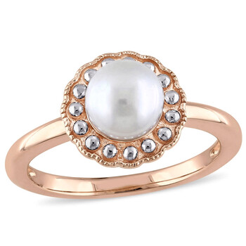 Trang sức Amour Nữ Vàng hồng 10K Round White Pearl Cocktail Nhẫn Size 9 chính hãng 6 amour jms006258 0900