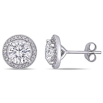 Trang sức Amour Nữ Vàng trắng 14K 2 Ct Round Cut White Moissanite và Kim cương Stud Bông tai (khuyên tai, hoa tai) chính hãng 6 amour jms006307