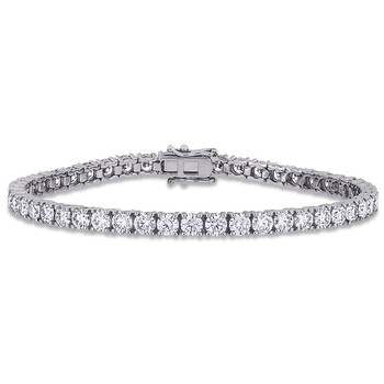 Trang sức Amour Nữ Vàng trắng 14K 8.25 Ct Round Cut White Moissanite Link Vòng đeo tay chính hãng 6 amour jms006343