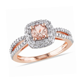 Trang sức Amour 1/2 CT Kim cương TW và 1/2 CT TGW Morganite Nhẫn thời trang Vàng hồng 14K GH I1;I2 chính hãng 6 amour rings 17500064756