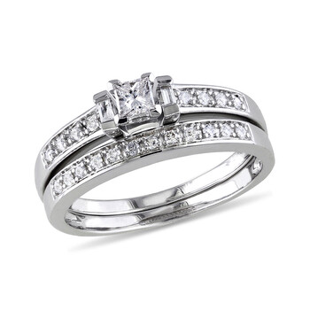 Trang sức Amour 1/3 CT Multi-shape Kim cương TW Bridal Set Nhẫn Silver GH I2;I3 chính hãng 6 amour rings amr 7500035855