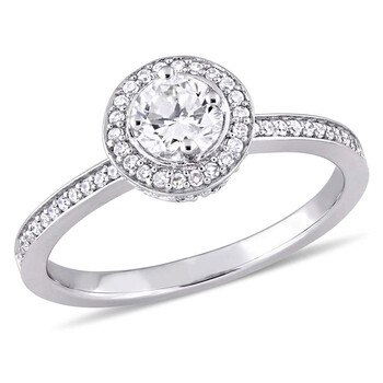 Trang sức Amour 1/2 CT TW Kim cương Halo Vàng trắng 14K Nhẫn đính hôn chính hãng 6 amour rings amr jms004300