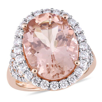 Trang sức Amour 9 3/4 CT TGW Oval-Cut Morganite Nhẫn chính hãng 6 amour rings amr jms004325