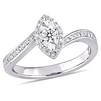 Trang sức Amour 1/4 CT TW Kim cương Halo Twist Nhẫn Bạc 925 chính hãng 6 amour rings amr jms004373