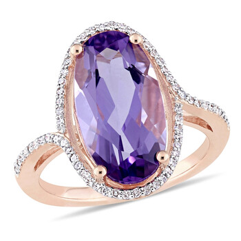 Trang sức Amour 1/5 CT Kim cương TW và 4 1/3 CT TGW Amethyst Nhẫn thời trang Vàng hồng 14K GH SI chính hãng 6 amour rings amr jms005626