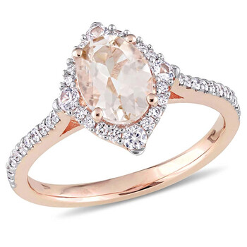 Trang sức Amour Morganite, White Sapphire & Kim cương Vintage Nhẫn Vàng hồng 10K chính hãng 6 amour rings jms004486