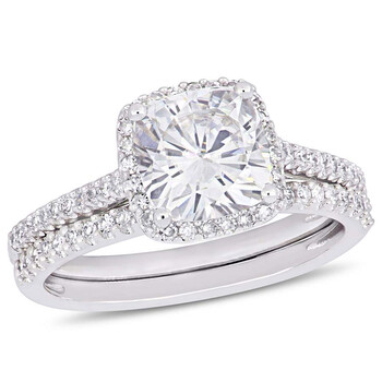 Trang sức Amour 1/3 CT Kim cương TW và 2 CT TGW Created MOISSANITE-WHITE BRIDAL Nhẫn SET Vàng trắng 14K JMS005323 chính hãng 6 amour rings jms005323